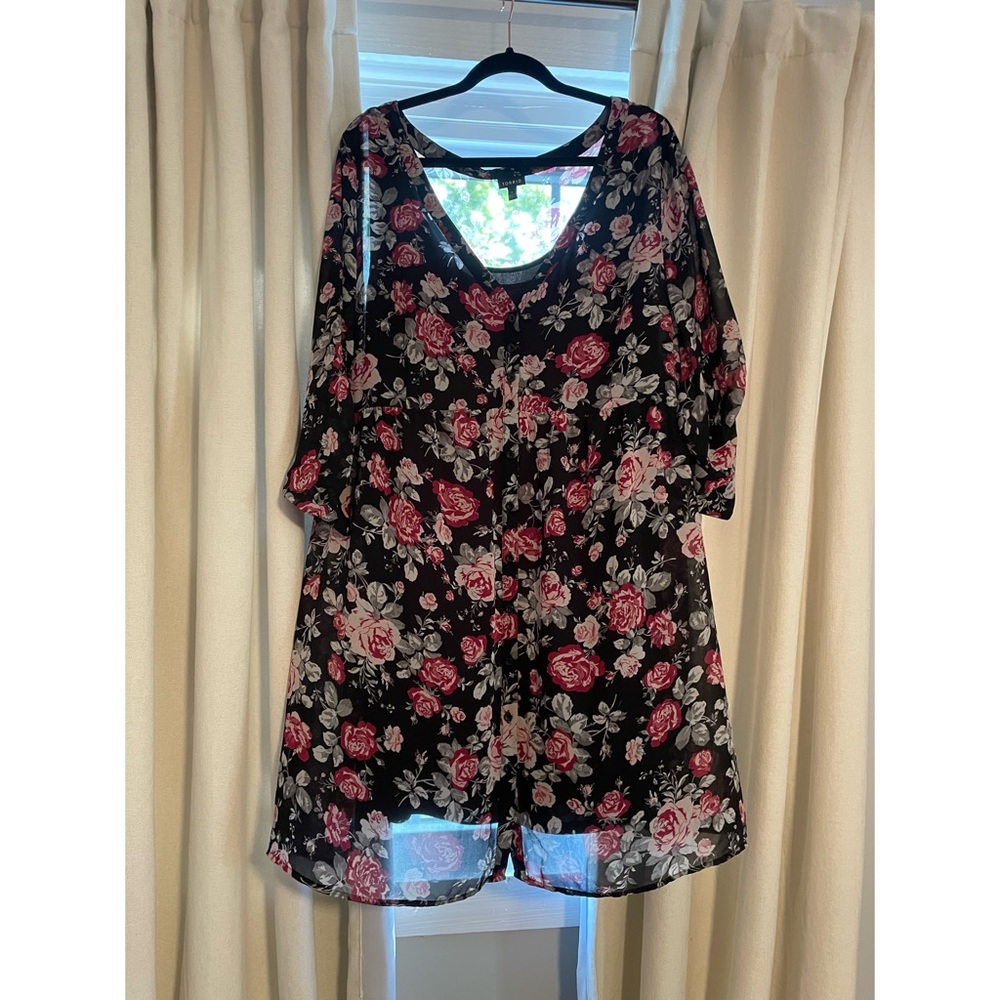 Torrid button front lined skater dress
